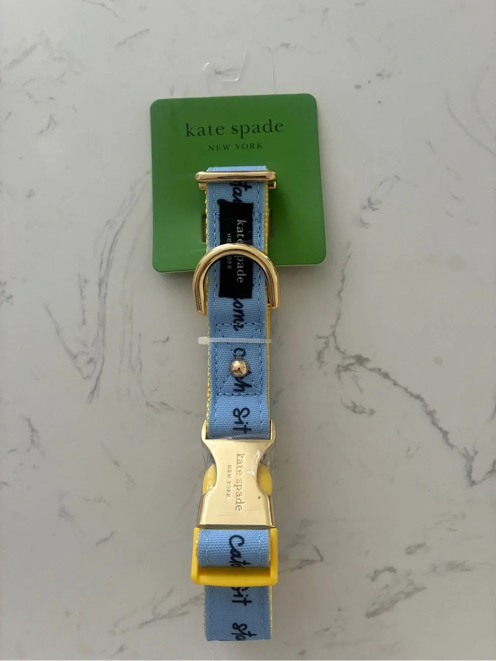 Kate Spade New York Raining Cats & Dogs Dog Collar M/L Adjustable NWT